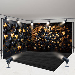 Lofaris Black Gold Love Valentines Vibe Room Set Backdrop