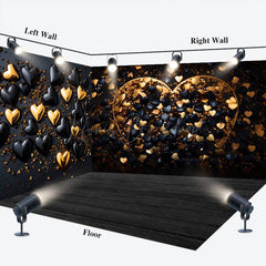 Lofaris Black Gold Love Valentines Vibe Room Set Backdrop