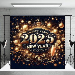 Lofaris Black Gold Luxury 2025 New Year Party Backdrop