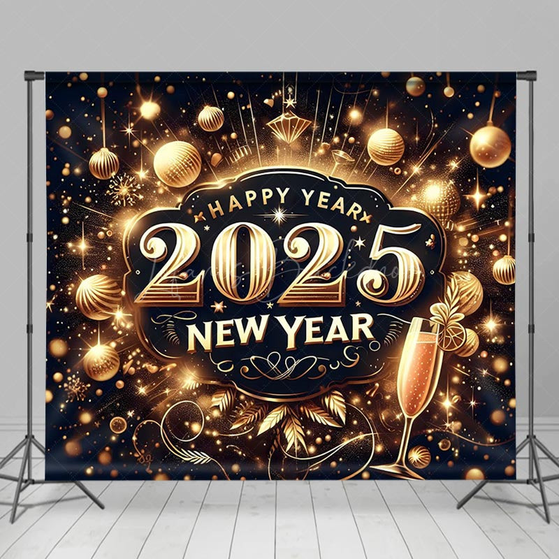 Lofaris Black Gold Luxury 2025 New Year Party Backdrop