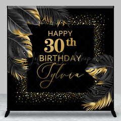 Lofaris Black Gold Monstera Custom 30th Birthday Backdrop