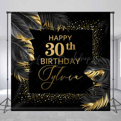 Lofaris Black Gold Monstera Custom 30th Birthday Backdrop