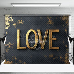 Lofaris Black Gold Pattern Love Valentines Day Backdrop