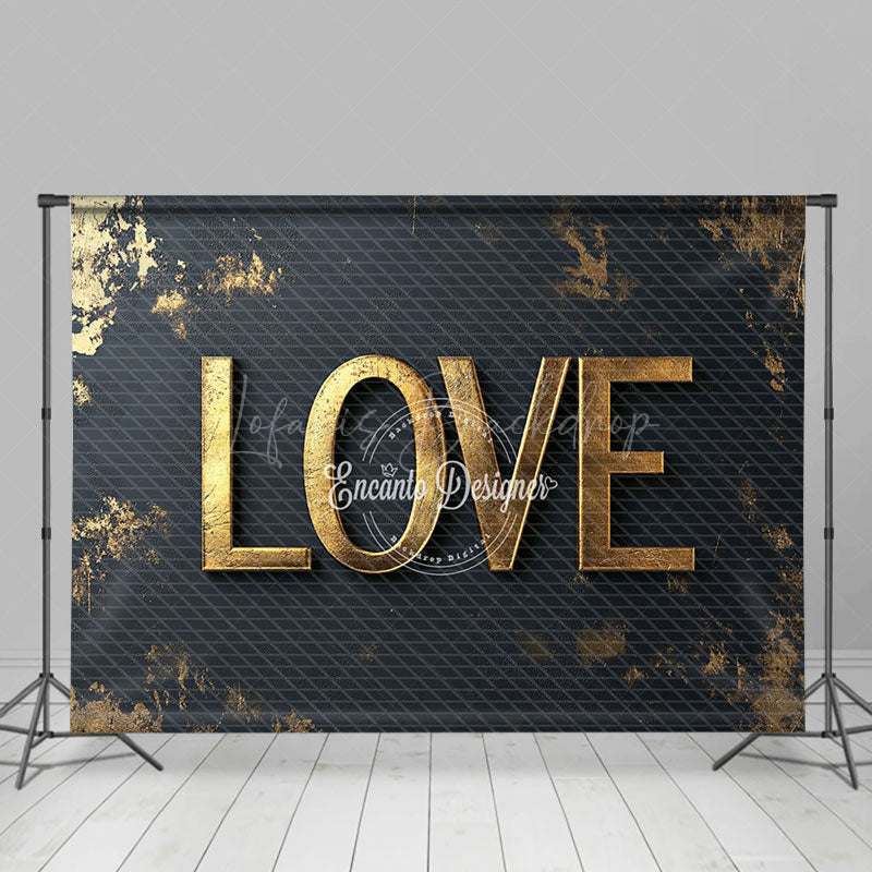 Lofaris Black Gold Pattern Love Valentines Day Backdrop