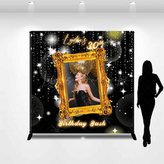 Lofaris Black Gold Photo Frame Custom Name Birthday Backdrop