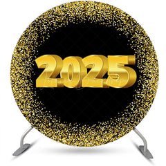 Lofaris Black Gold Sparkle 2025 Round Graduation Backdrop