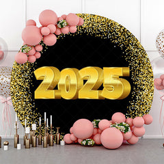 Lofaris Black Gold Sparkle 2025 Round Graduation Backdrop