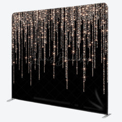 Lofaris Black Gold Sparkle Glitter Square Tension Backdrop