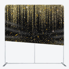 Lofaris Black Gold Sparkle Party Square Double-Sided Backdrop