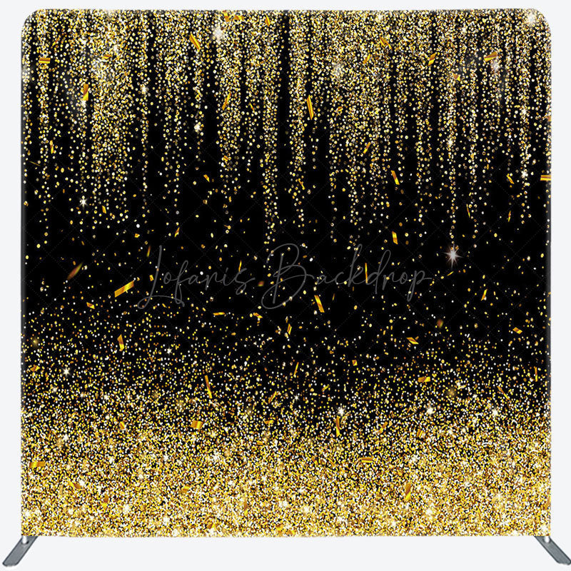 Lofaris Black Gold Sparkle Party Square Double-Sided Backdrop