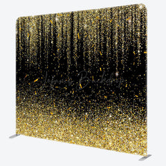 Lofaris Black Gold Sparkle Party Square Double-Sided Backdrop