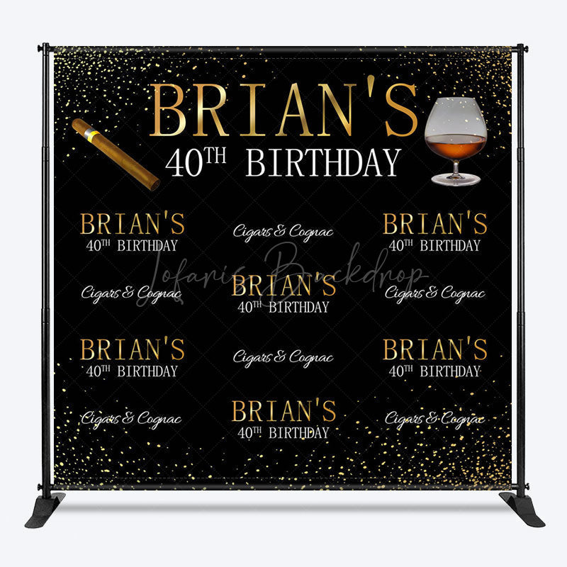 Lofaris Black Gold Step And Repeat Custom Birthday Backdrop