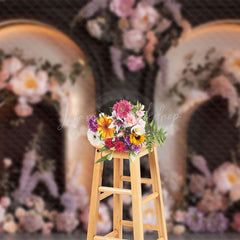 Lofaris Black Lighted Arch Wall Floral Wedding Photo Backdrop