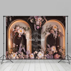 Lofaris Black Lighted Arch Wall Floral Wedding Photo Backdrop