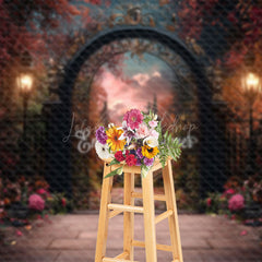 Lofaris Black Luxury Gate Floral Plant Wedding Photo Backdrop