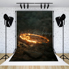 Lofaris Black Monkey Burning Golden Hoop Game Party Backdrop