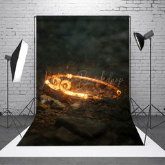 Lofaris Black Monkey Burning Golden Hoop Game Party Backdrop