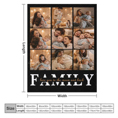 Lofaris Black Personalized Family Photo Warm Text Blanket