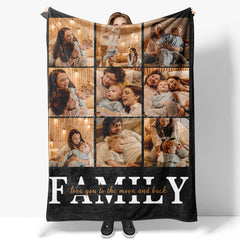 Lofaris Black Personalized Family Photo Warm Text Blanket