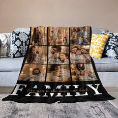 Lofaris Black Personalized Family Photo Warm Text Blanket