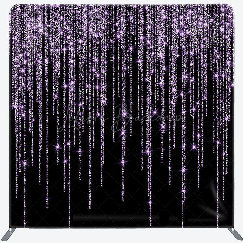 Lofaris Black Purple Sparkle Party Square Tension Backdrop