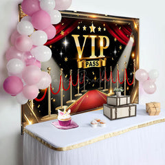 Lofaris Black Red Gold Carpet Vip Pass Birthday Backdrop