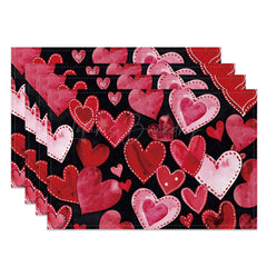 Lofaris Black Red Pink Love Valentines Day Set Of 4 Placemats