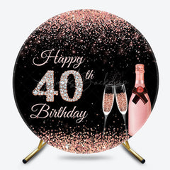 Lofaris Black Rose Gold Glitter Round 40th Birthday Backdrop