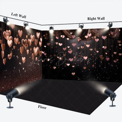 Lofaris Black Rose Gold Love Valentines Day Room Set Backdrop