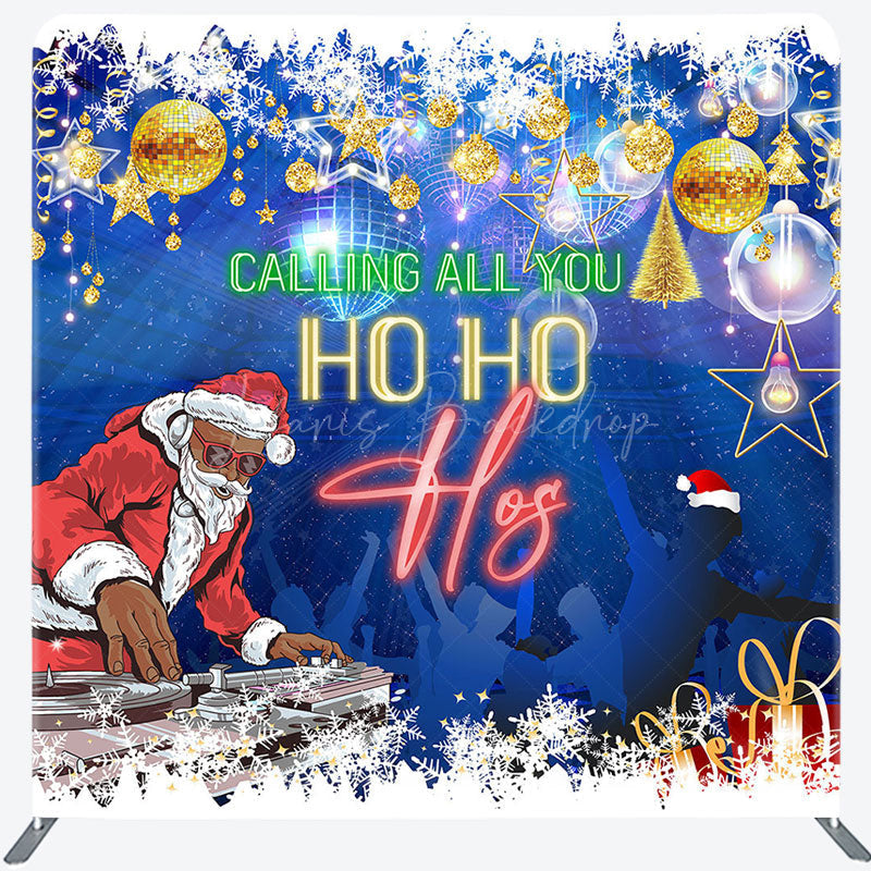 Lofaris Black Santa Disco Ho Double-Sided Square Backdrop