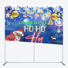 Lofaris Black Santa Disco Ho Double-Sided Square Backdrop