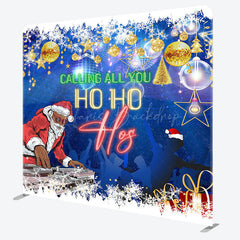 Lofaris Black Santa Disco Ho Double-Sided Square Backdrop