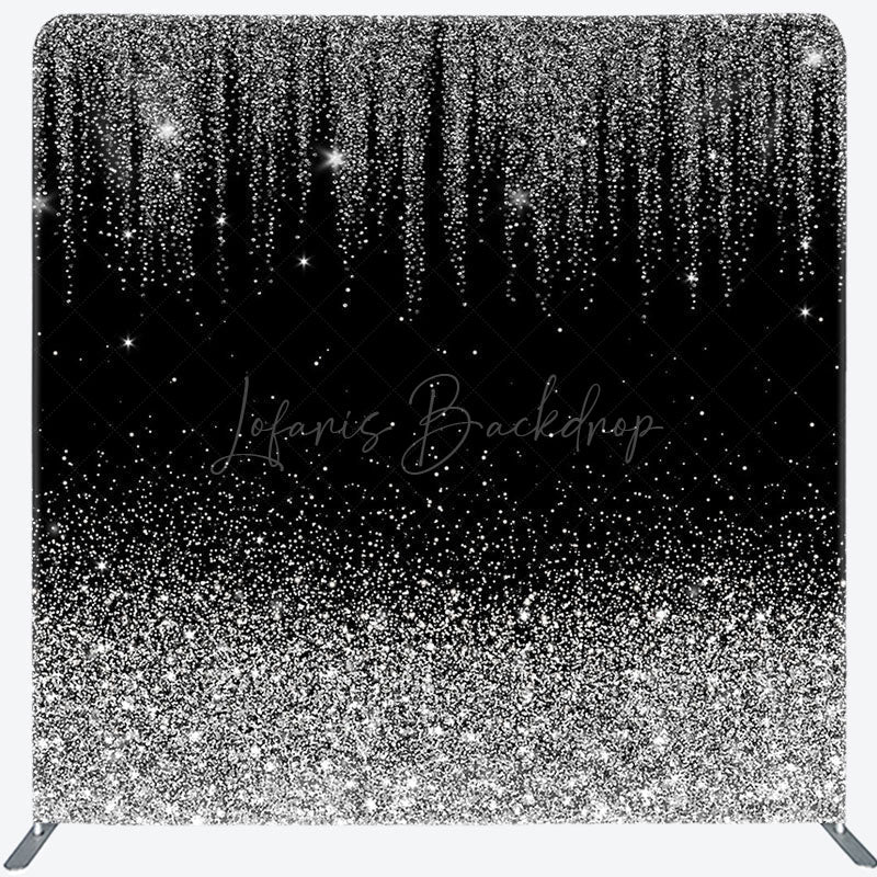 Lofaris Black Silver Sparkle Square Double-Sided Backdrop