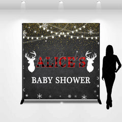 Lofaris Black Snowy Elk Christmas Custom Baby Shower Backdrop