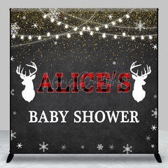 Lofaris Black Snowy Elk Christmas Custom Baby Shower Backdrop