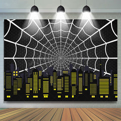 Lofaris Black Spider Wab City Night Scene Birthday Backdrop