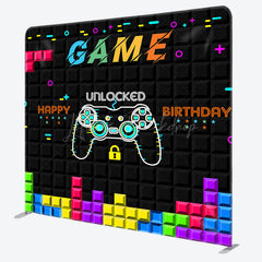 Lofaris Black Tetris Wall Game Birthday Pillow Case Backdrop