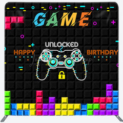 Lofaris Black Tetris Wall Game Birthday Pillow Case Backdrop