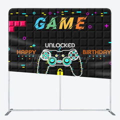 Lofaris Black Tetris Wall Game Birthday Pillow Case Backdrop