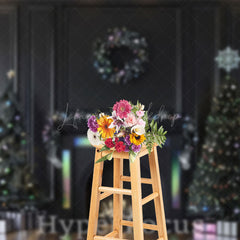 Lofaris Black Wall Colorful Fireplace Christmas Backdrop