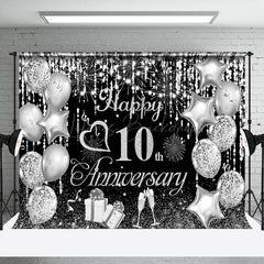 Lofaris Black White Balloon Happy 50Th Anniversary Backdrop