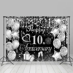 Lofaris Black White Balloon Happy 50Th Anniversary Backdrop