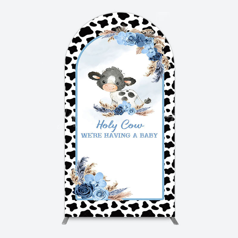 Lofaris Black White Cow Floral Baby Shower Arch Backdrop