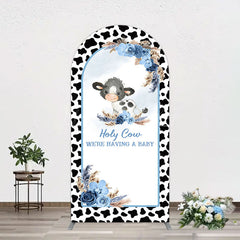 Lofaris Black White Cow Floral Baby Shower Arch Backdrop