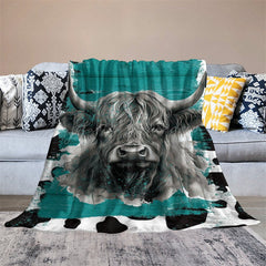 Lofaris Black White Cow Pattern Custom Blanket Gift