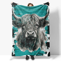 Lofaris Black White Cow Pattern Custom Blanket Gift