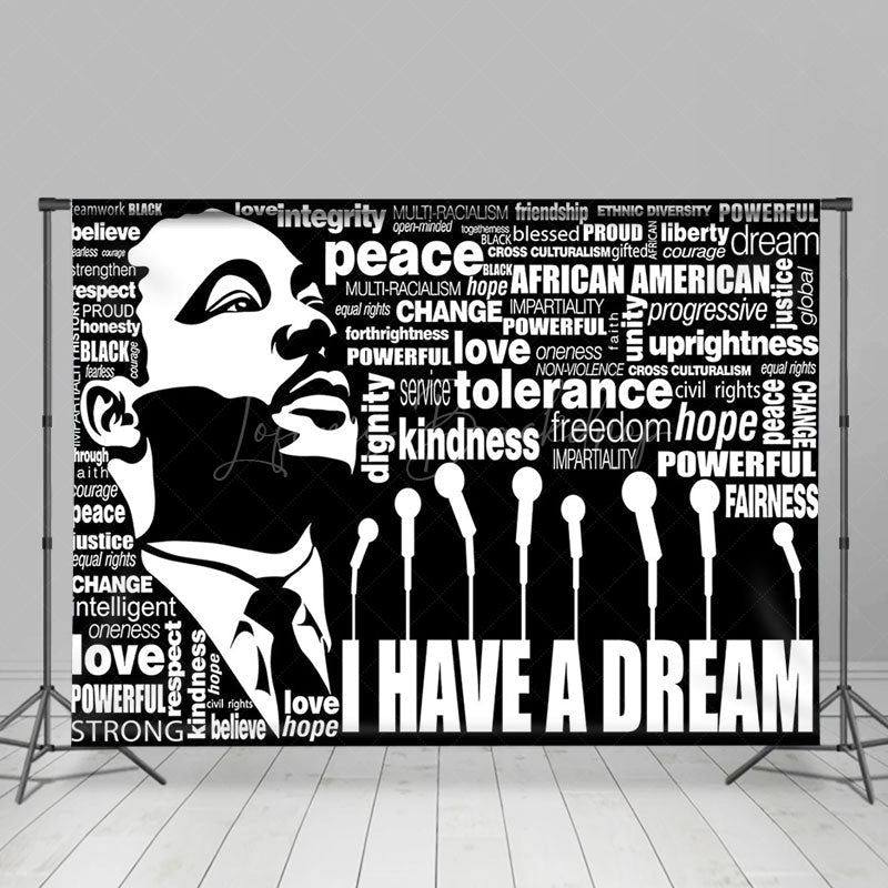 Lofaris Black White Justice Slogan Speech Mlk Day Backdrop