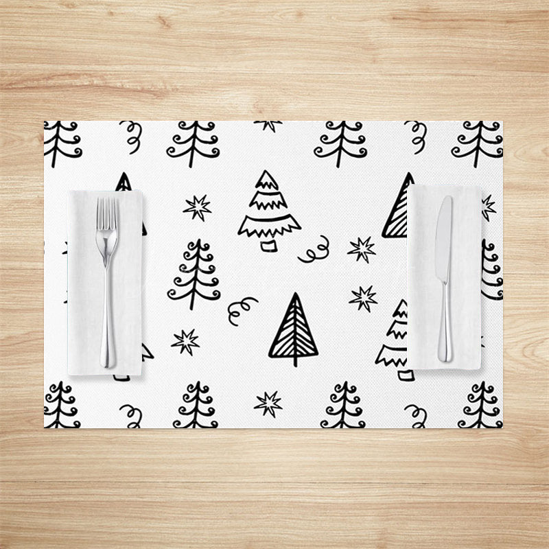 Lofaris Black White Lines Christmas Tree Set Of 4 Placemats