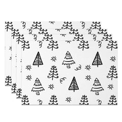 Lofaris Black White Lines Christmas Tree Set Of 4 Placemats