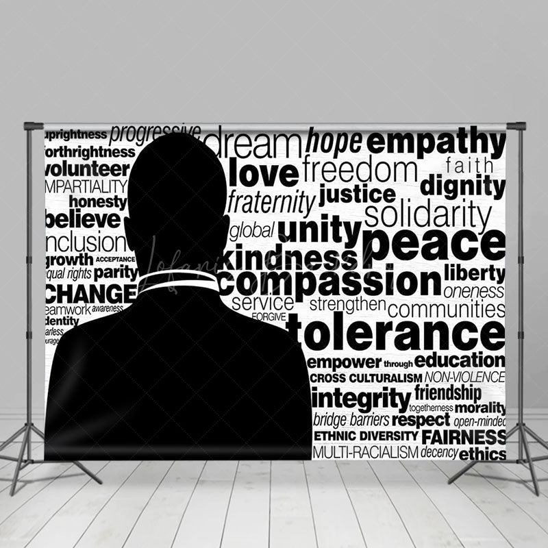 Lofaris Black White Positive Speech Words Mlk Day Backdrop